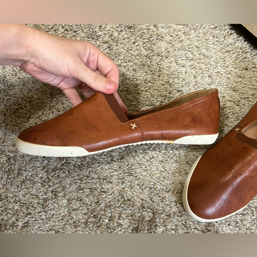 Frye Melanie Women Slip-on Shoes Cognac Antique Soft Vintage Leather Loafers 8 - Picture 6 of 12